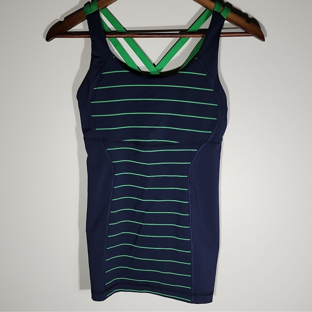 Lululemon Energy Tank Top Slalom Stripe Inkwell / Inkwell / Green Bean